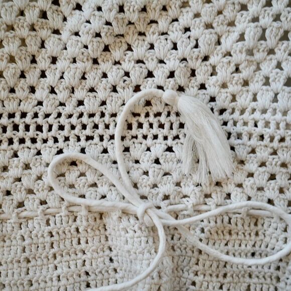 Free People Megan Crochet Open Back Long Sleeve Eyelet Crop Top Ivory Sz S Boho - Picture 9 of 14